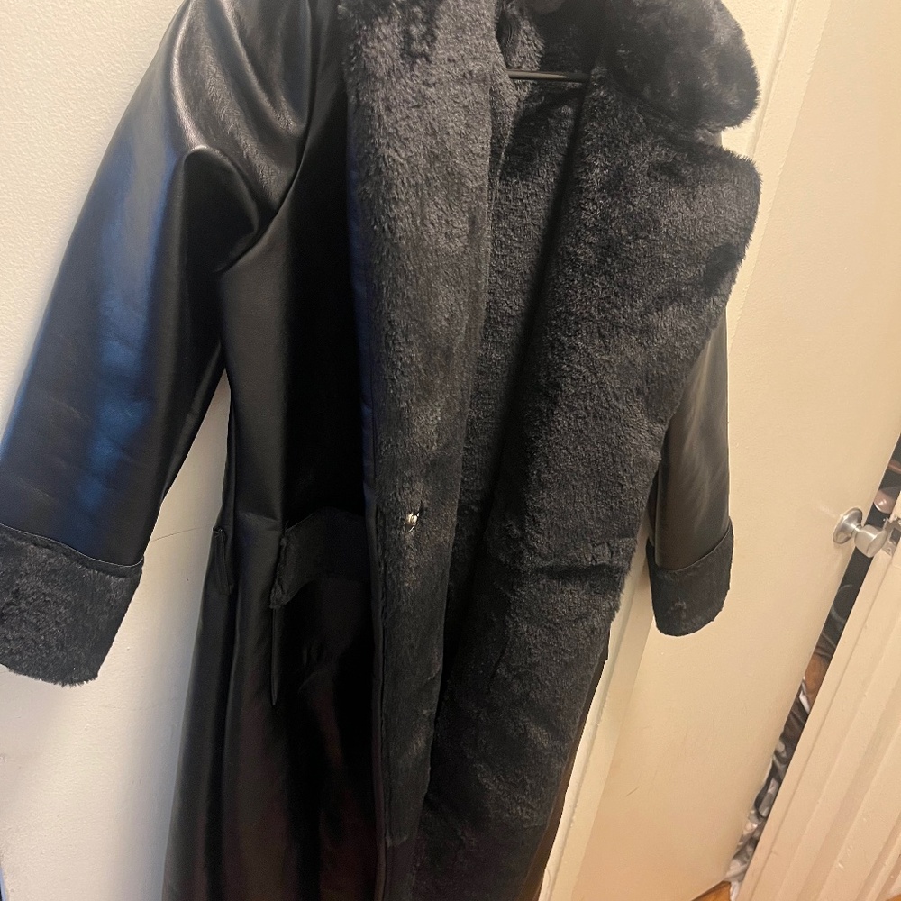 Fax leather & fur jacket
